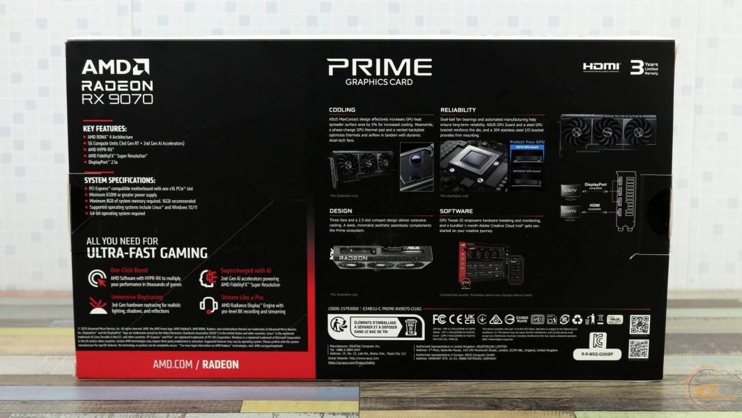 ASUS Prime Radeon RX 9070 OC Edition 16GB GDDR6