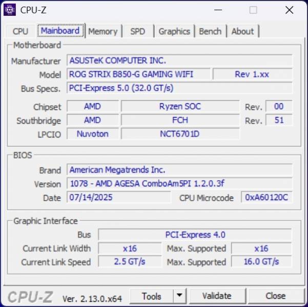 ASUS ROG STRIX B850-G GAMING WIFI-6