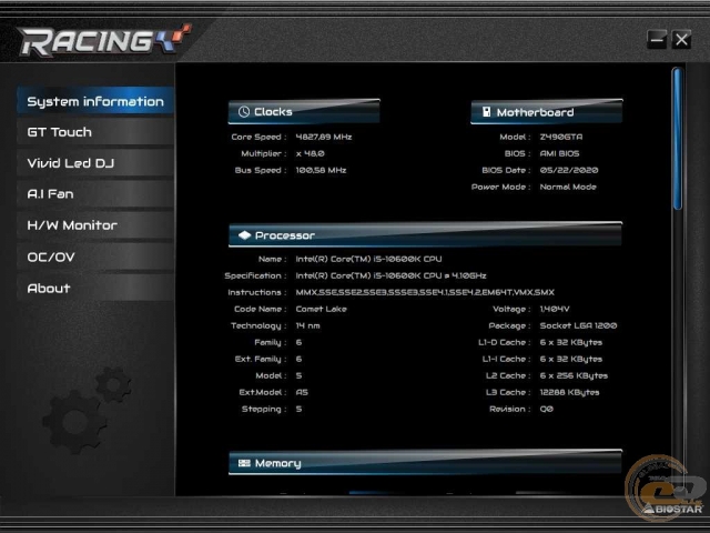 BIOSTAR RACING Z490GTA-1