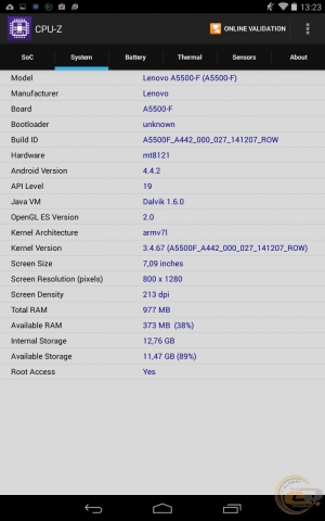 Lenovo TAB A8-50 cpu-z