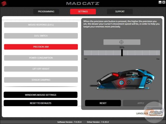 Mad Catz R.A.T. TE settings