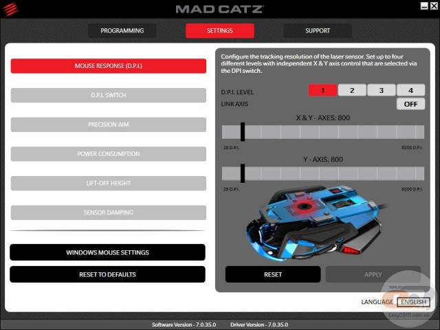 Mad Catz R.A.T. TE settings