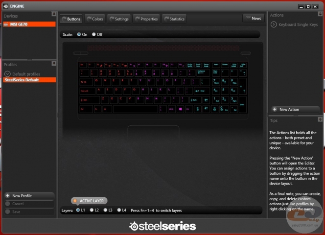 MSI GE70 2PE Apache Pro keyboard