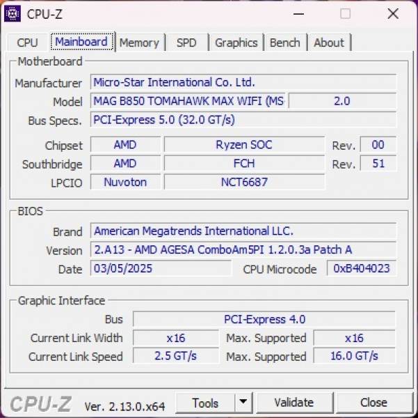 MSI MAG B850 TOMAHAWK MAX WIFI-5
