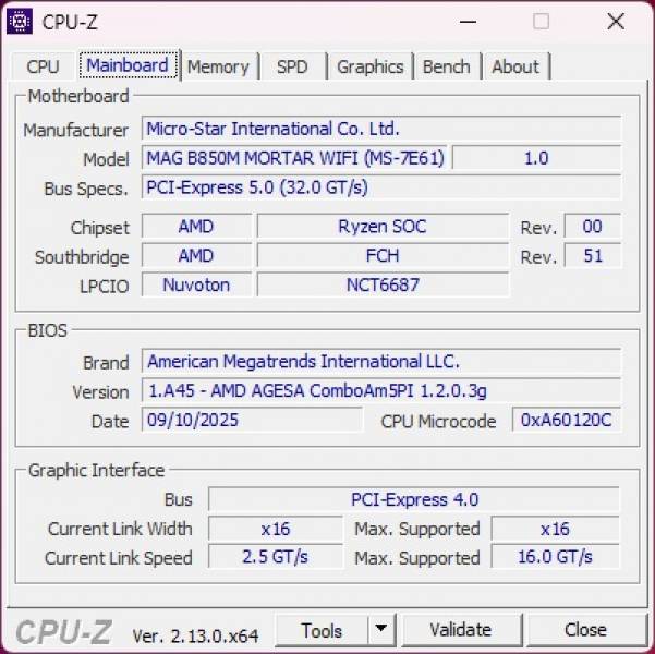 MSI MAG B850M MORTAR WIFI-5