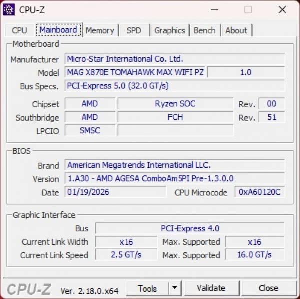 MSI MAG X870E TOMAHAWK MAX WIFI PZ-3