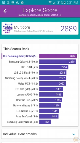 Samsung Galaxy Note5 bench